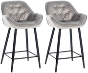 Set van 2 barkrukken Gibson grijs,Fluweel grau