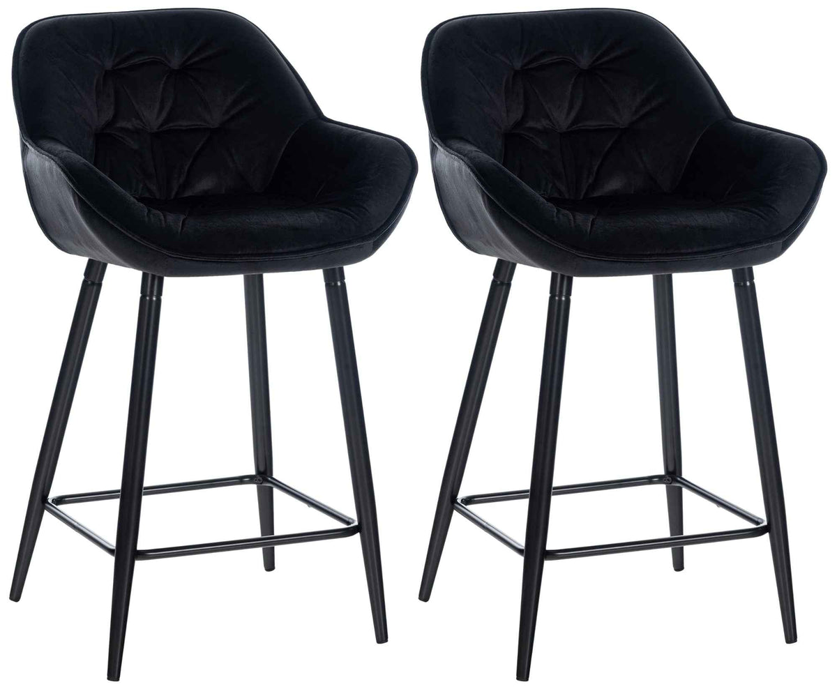 Set van 2 barkrukken Gibson zwart,Fluweel schwarz