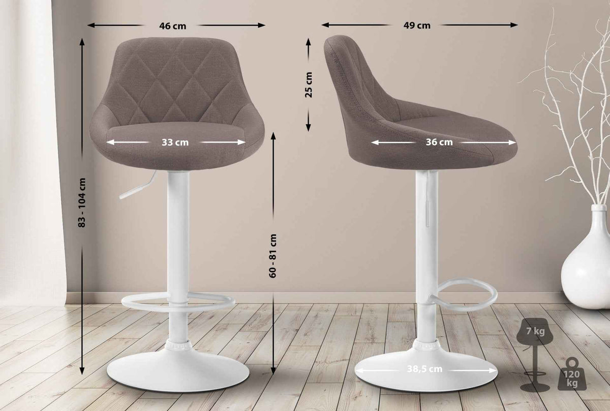Barkruk Lazio Stof taupe,wit taupe