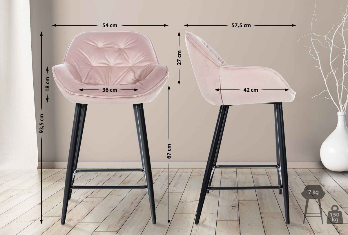 Set van 2 barkrukken Gibson roze,Fluweel pink