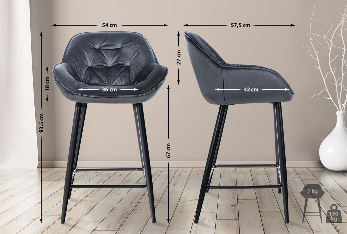 Barkruk Gibson donkergrijs,Fluweel dunkelgrau