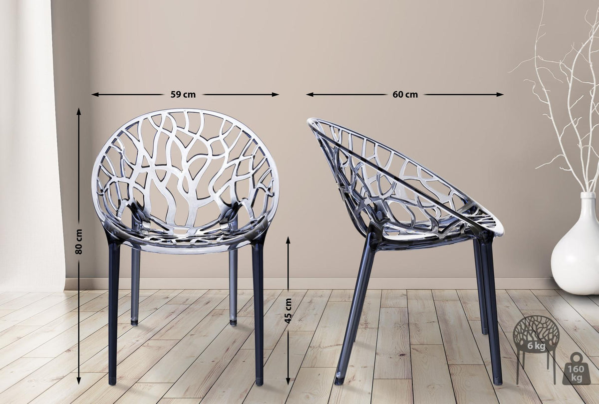 2er SET stapelstoel CRYSTAL grijs grau