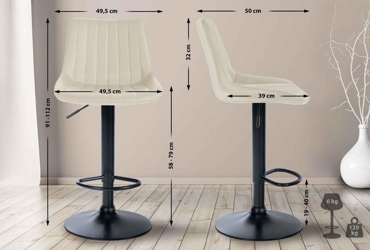 Barkruk Toni kunstleer creme,zwart creme