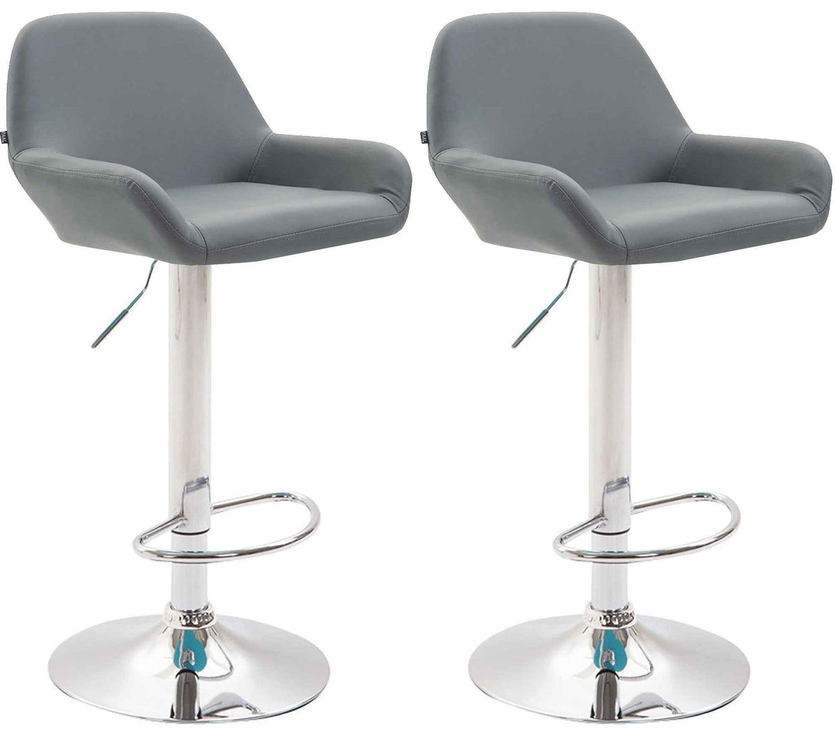 Set van 2 barkrukken Braga kunstleer grijs,chroom grau