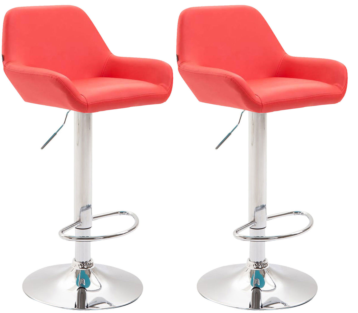 Set van 2 barkrukken Braga kunstleer rood,chroom rot