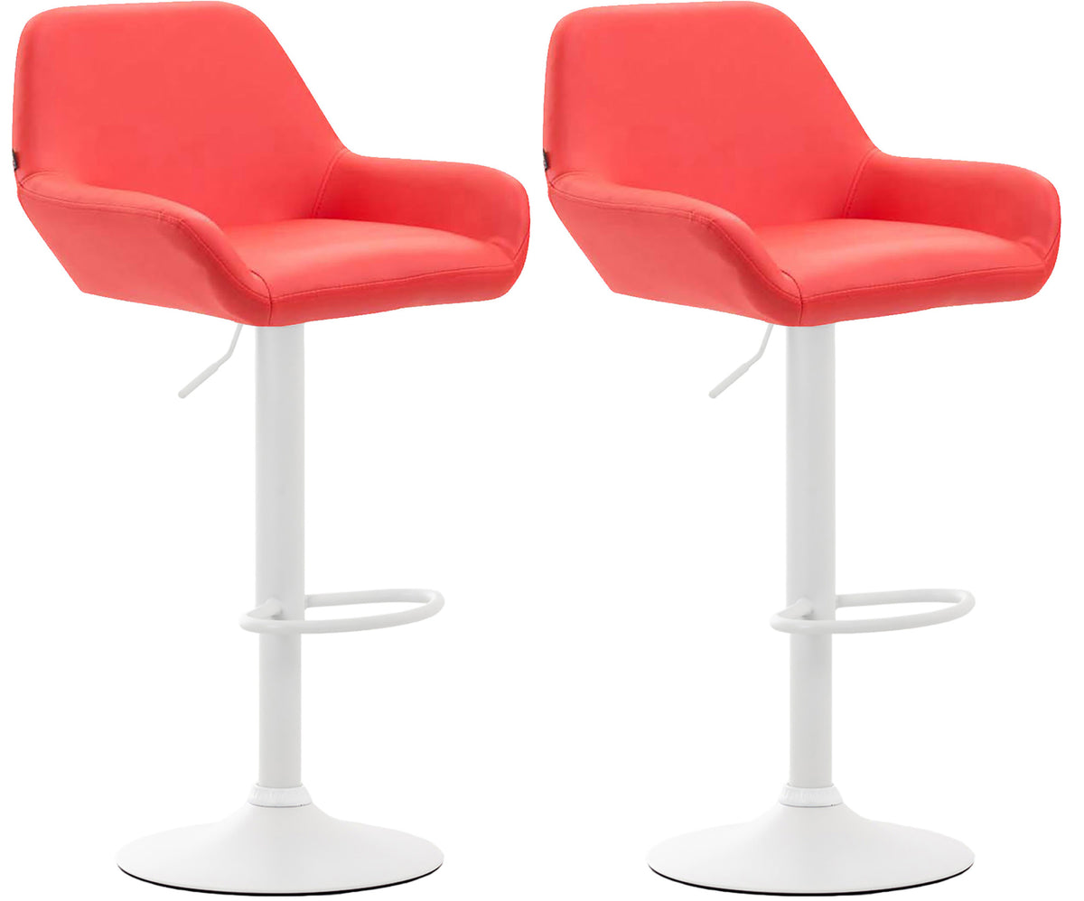 Set van 2 barkrukken Braga kunstleer rood,wit rot