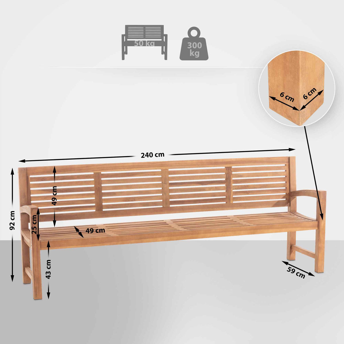 Teakbank Halden teak,240 cm teak