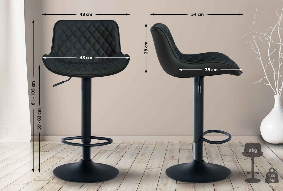 2er Set Barhocker Minosa Kunstleder schwarz