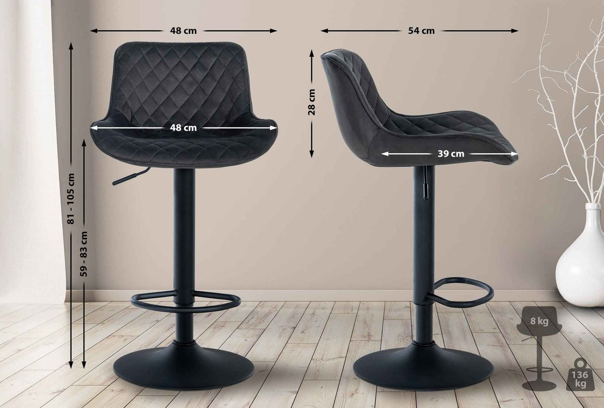 2er Set Barhocker Minosa Samt schwarz