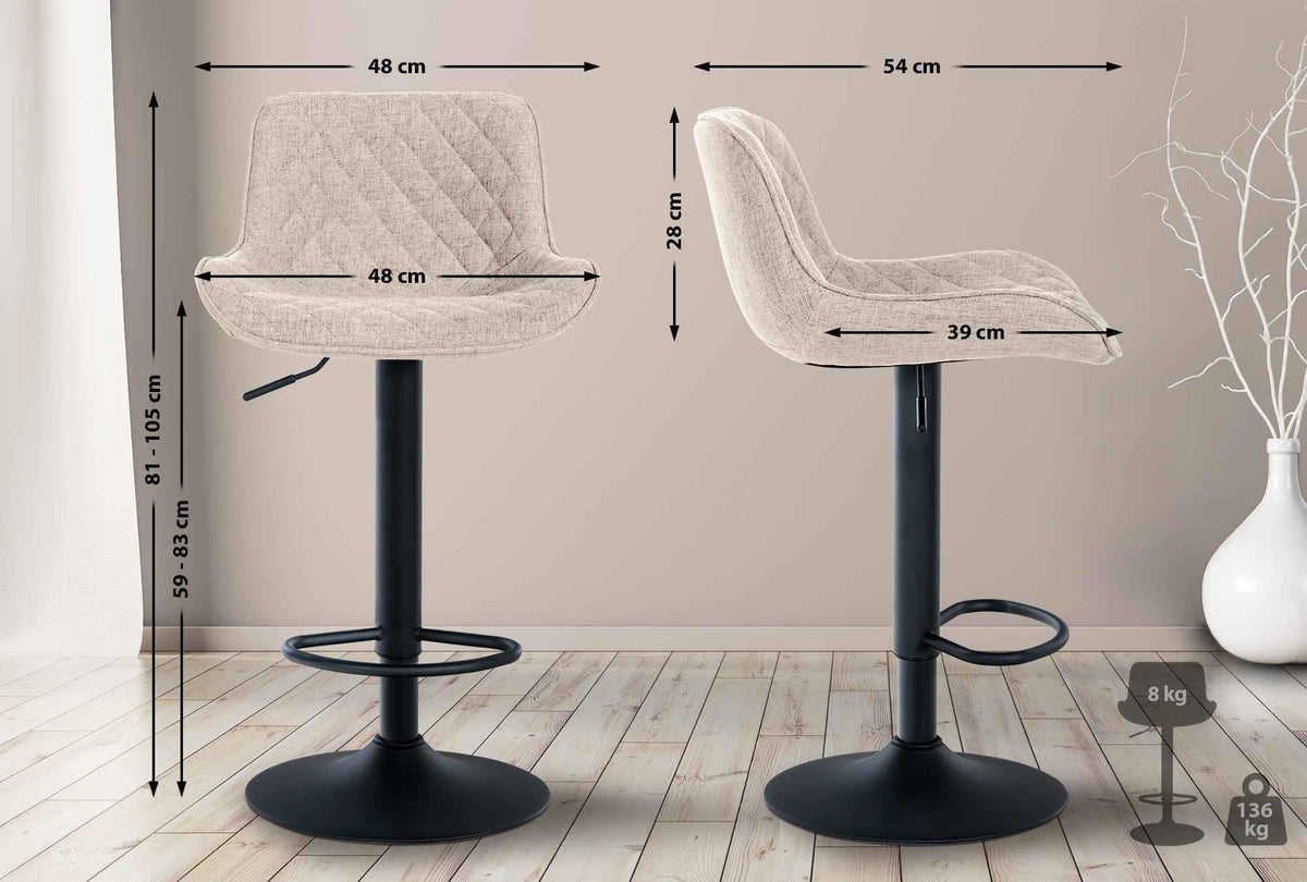 2er Set Barhocker Minosa Stoff taupe