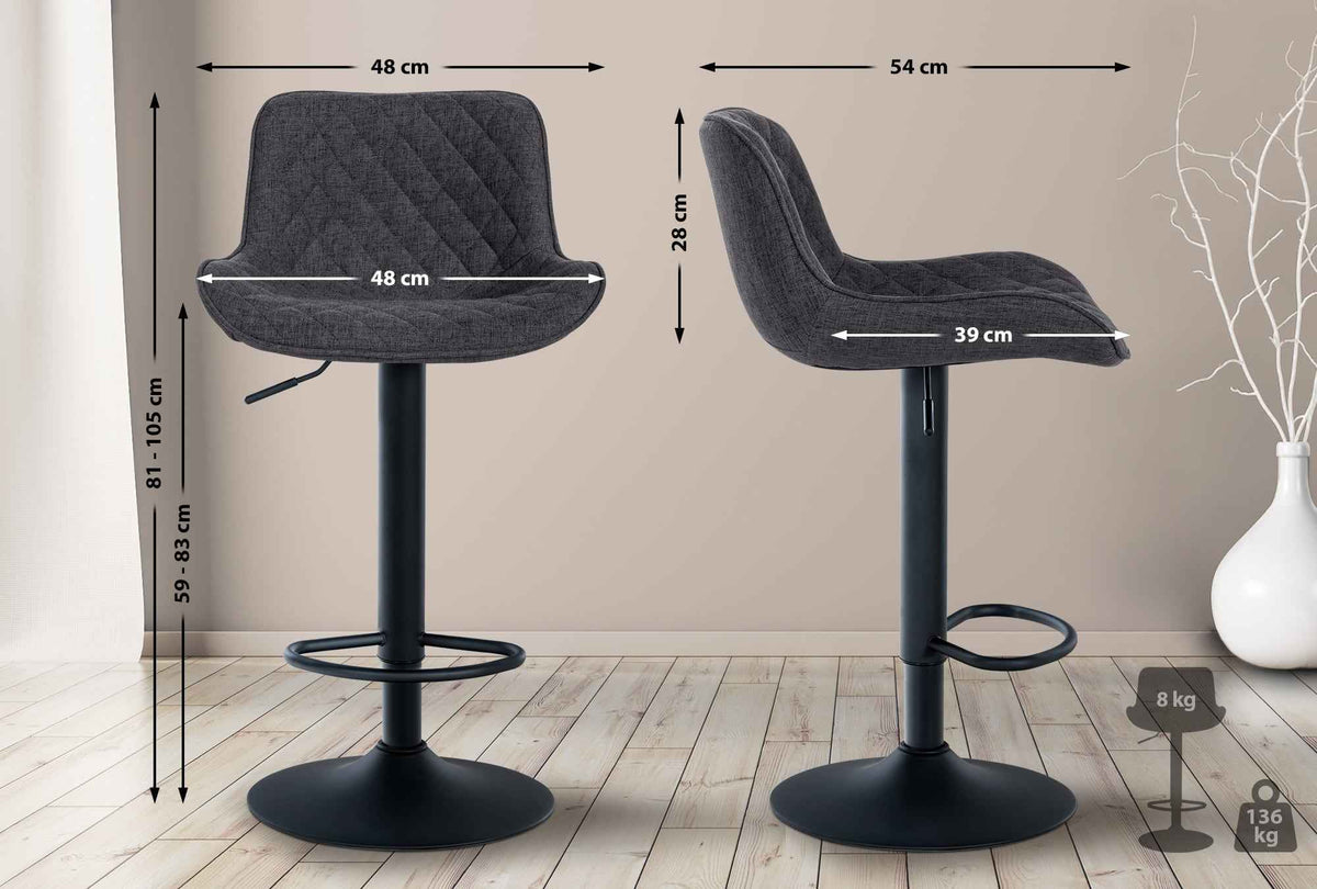 2er Set Barhocker Minosa Stoff schwarz