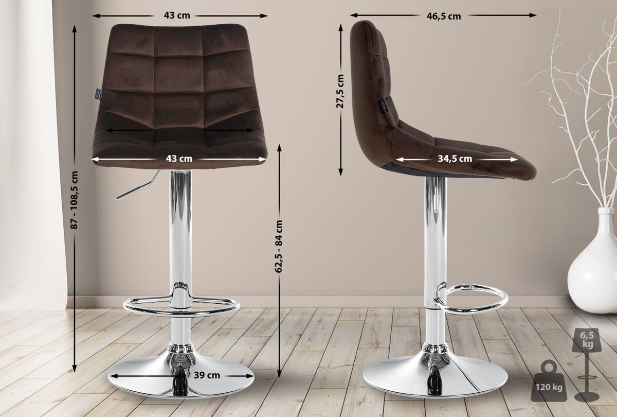 Barkruk Jerry Fluweel bruin,chroom braun