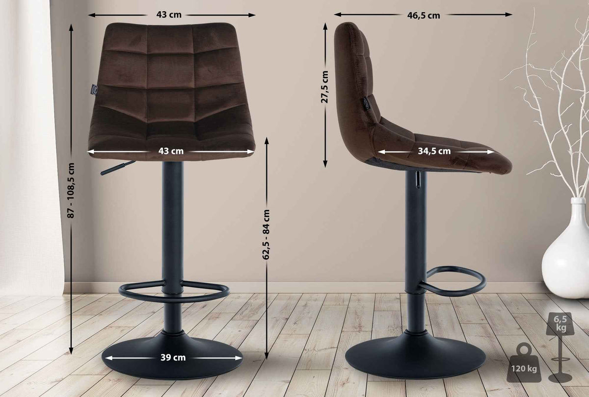 Barkruk Jerry Fluweel bruin,zwart braun