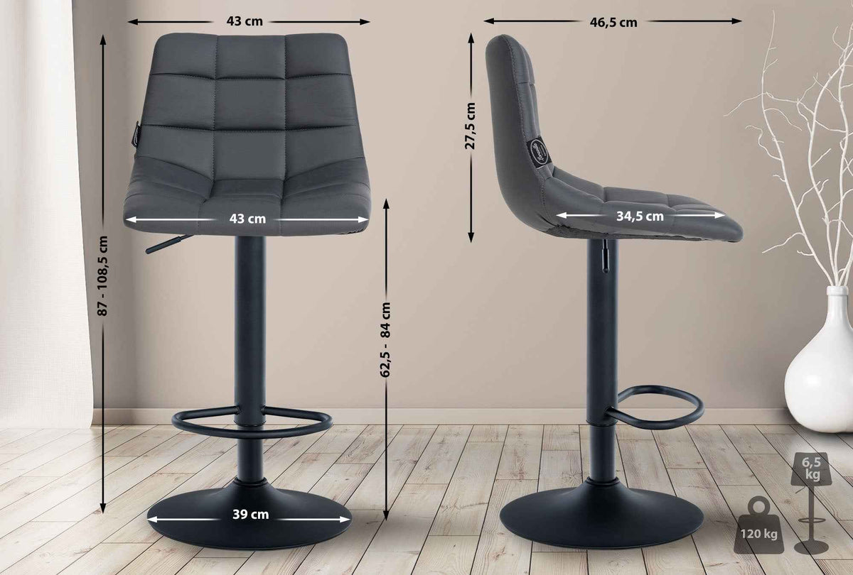 Barkruk Jerry Kunstleer grijs,zwart grau
