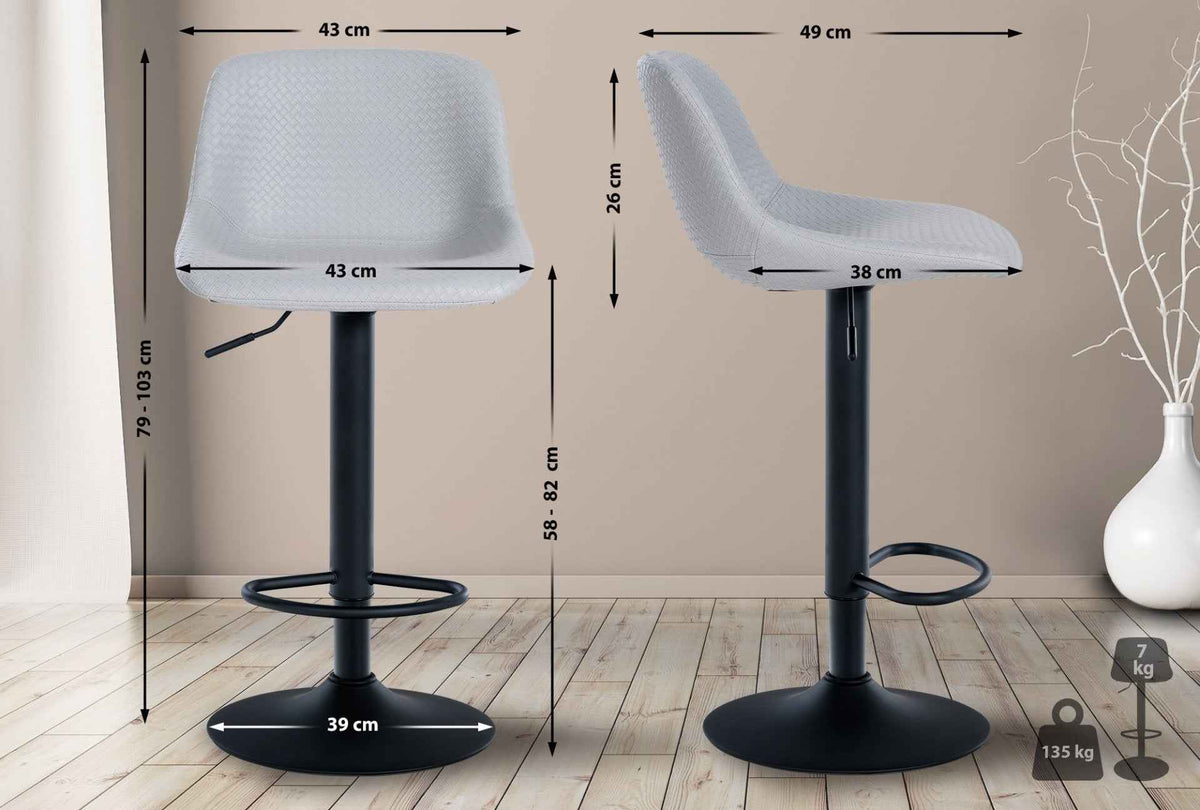 Barkruk Loft grijs,Kunstleer grau