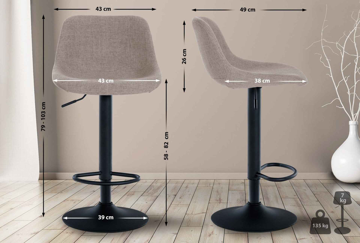 Barkruk Loft taupe,Stof taupe