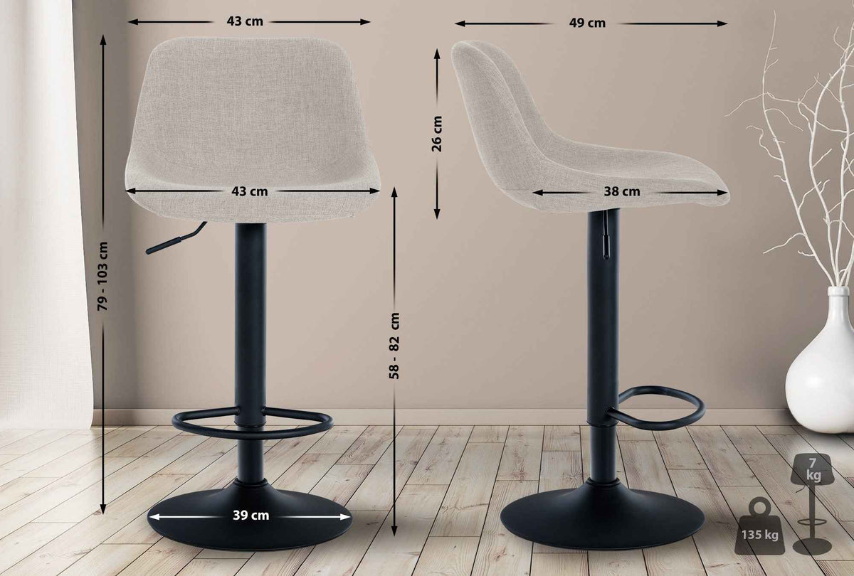 Barkruk Loft creme,Stof creme