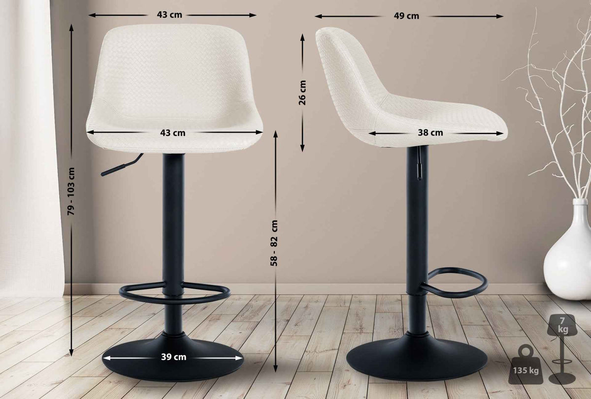 Set van 2 barkrukken Loft creme,Kunstleer creme