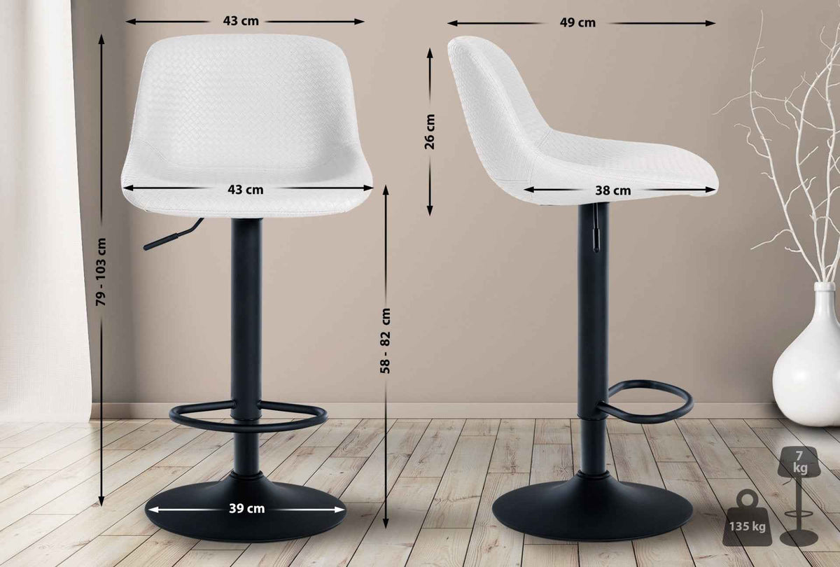 Set van 2 barkrukken Loft wit,Kunstleer weiß