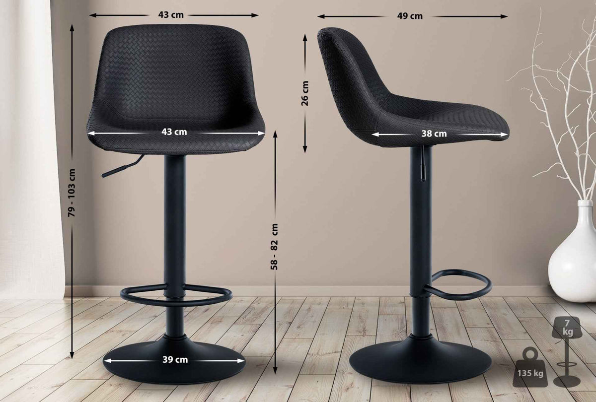 Set van 2 barkrukken Loft zwart,Kunstleer schwarz