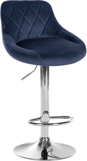 Barkruk Lazio fluweel blauw,chroom blau