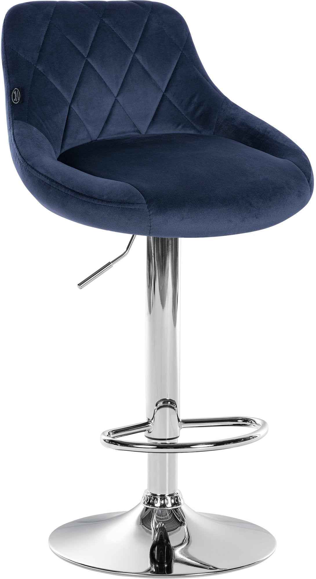 Barkruk Lazio fluweel blauw,chroom blau