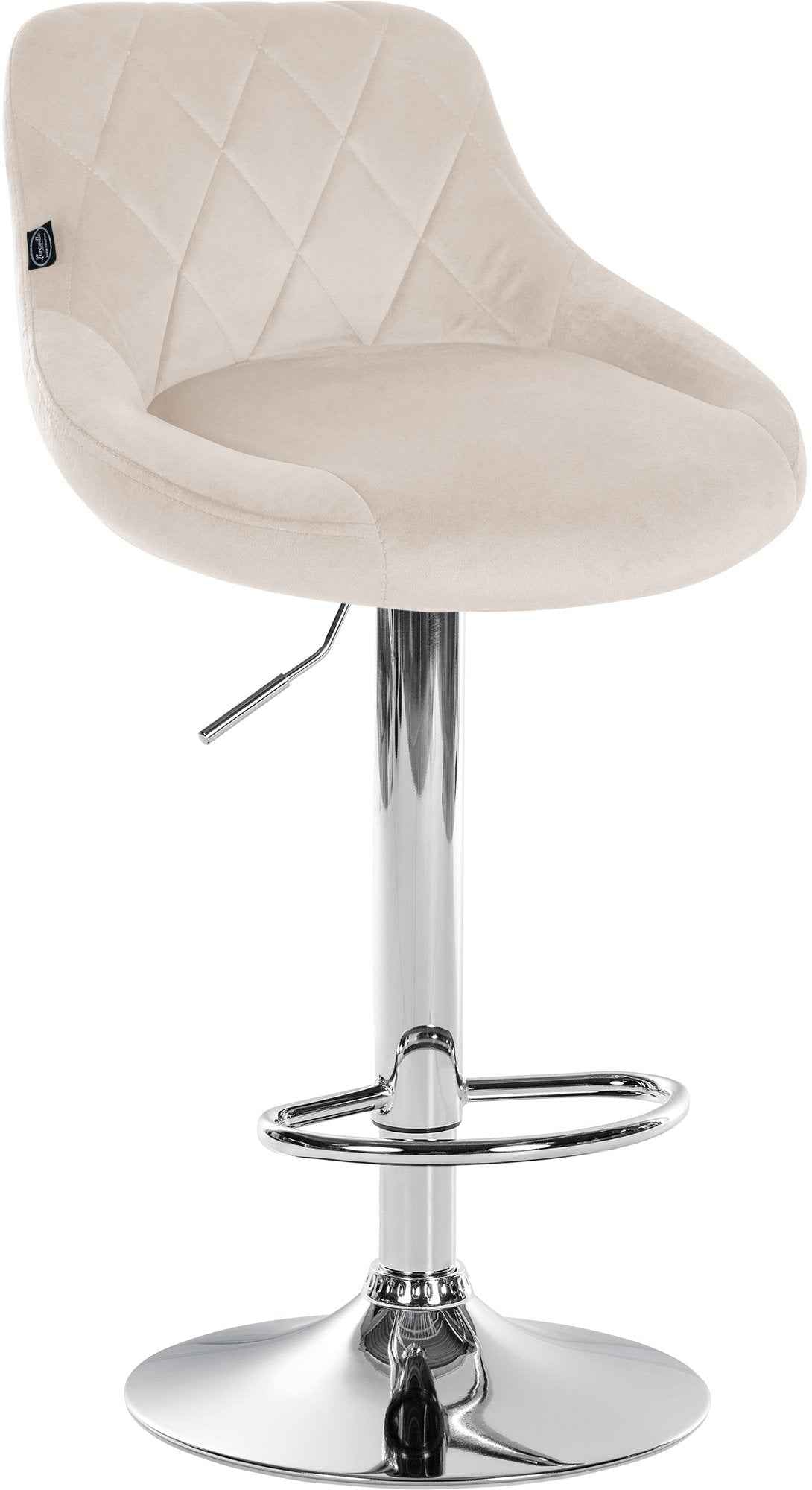 Barkruk Lazio fluweel creme,chroom creme