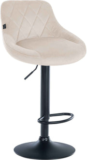 Barkruk Lazio fluweel creme,zwart creme