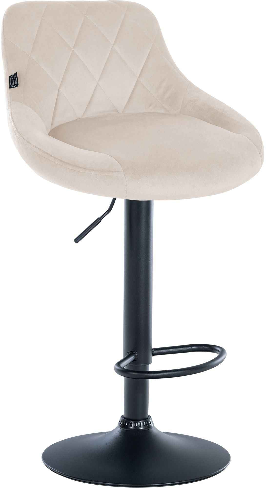 Barkruk Lazio fluweel creme,zwart creme