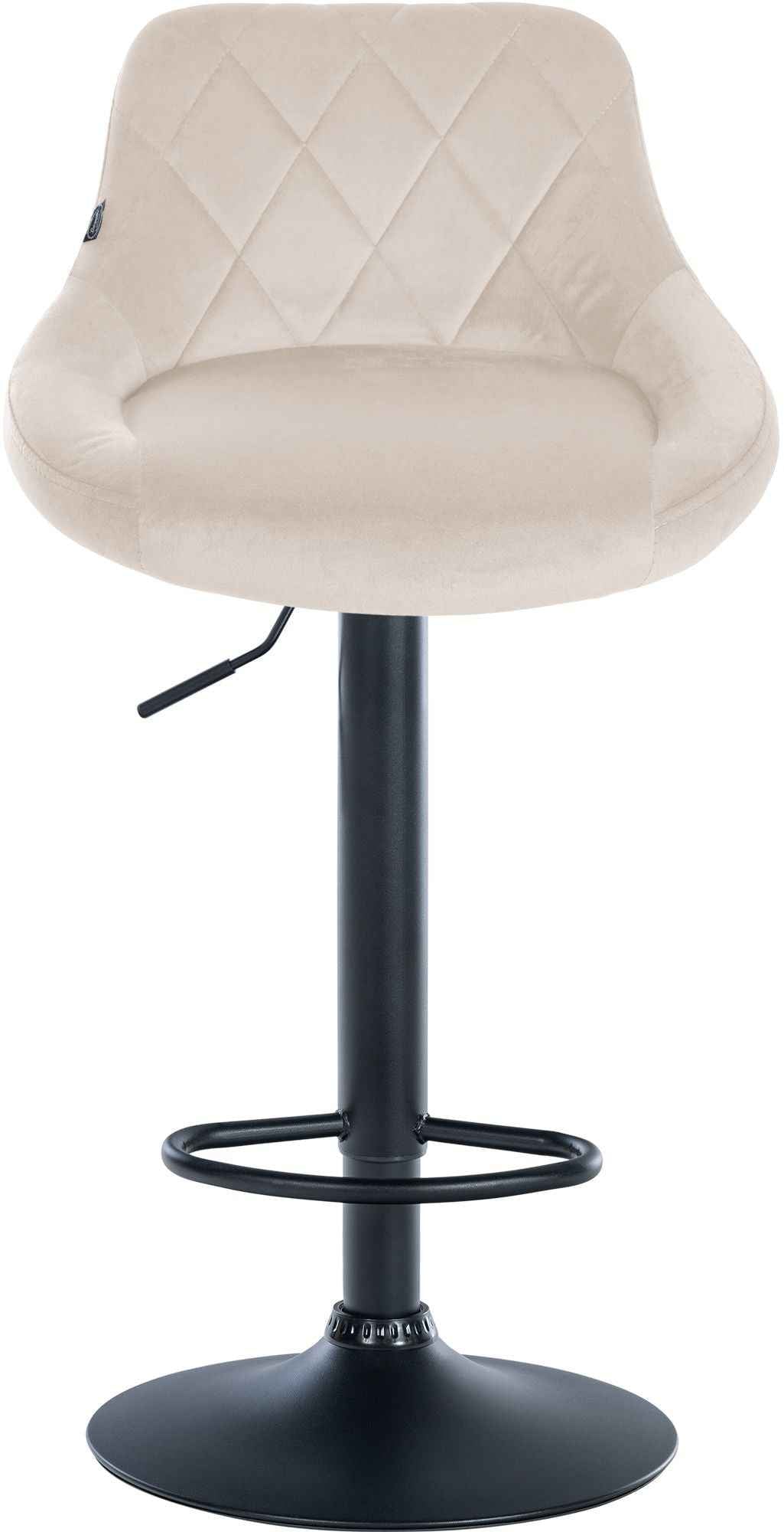 Barkruk Lazio fluweel creme,zwart creme