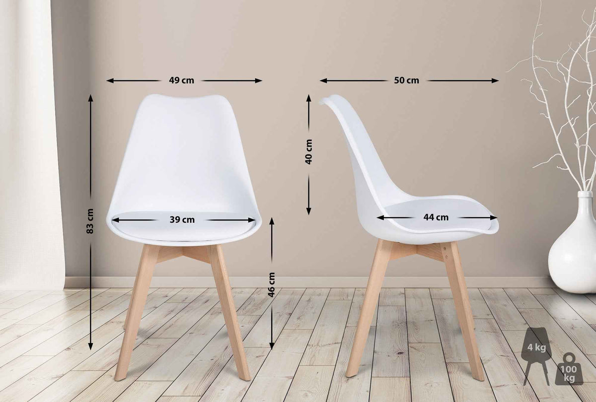 Set van 6 eetkamerstoelen Ramsey wit weiß