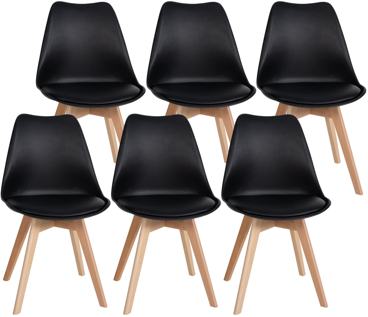 Set van 6 eetkamerstoelen Ramsey zwart schwarz