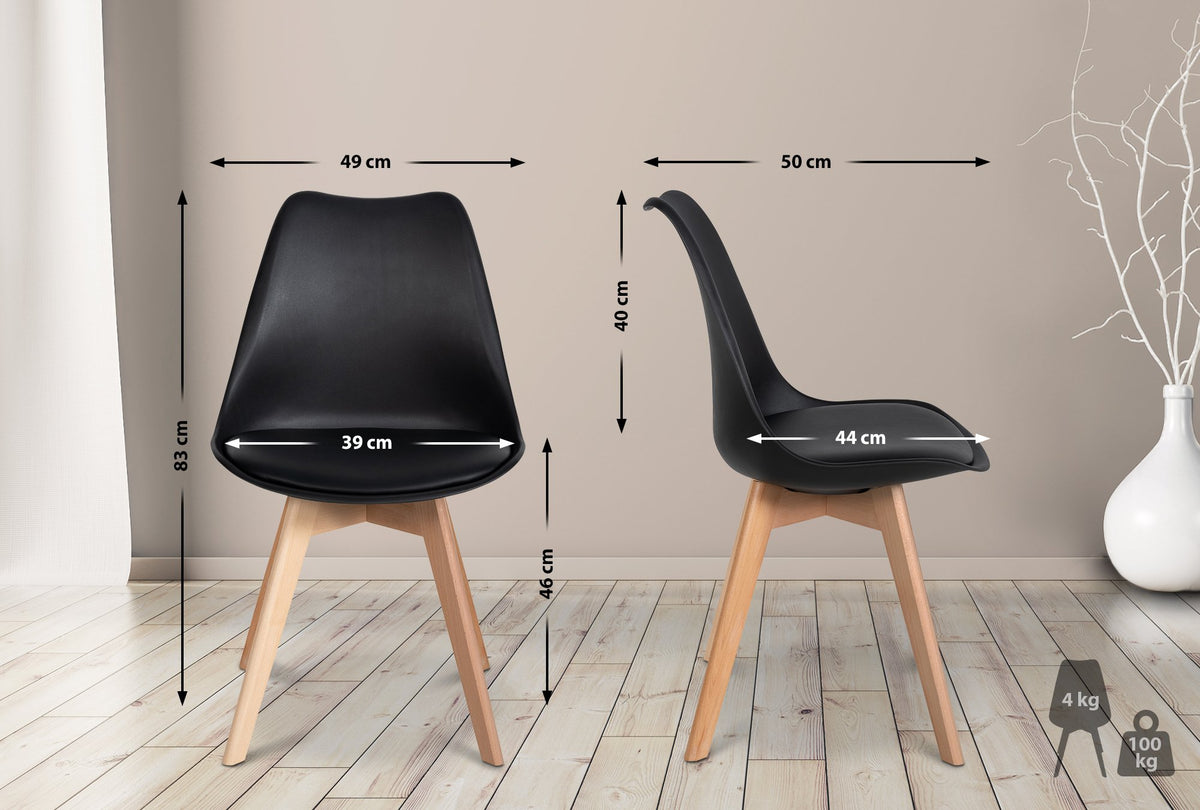 Set van 6 eetkamerstoelen Ramsey zwart schwarz