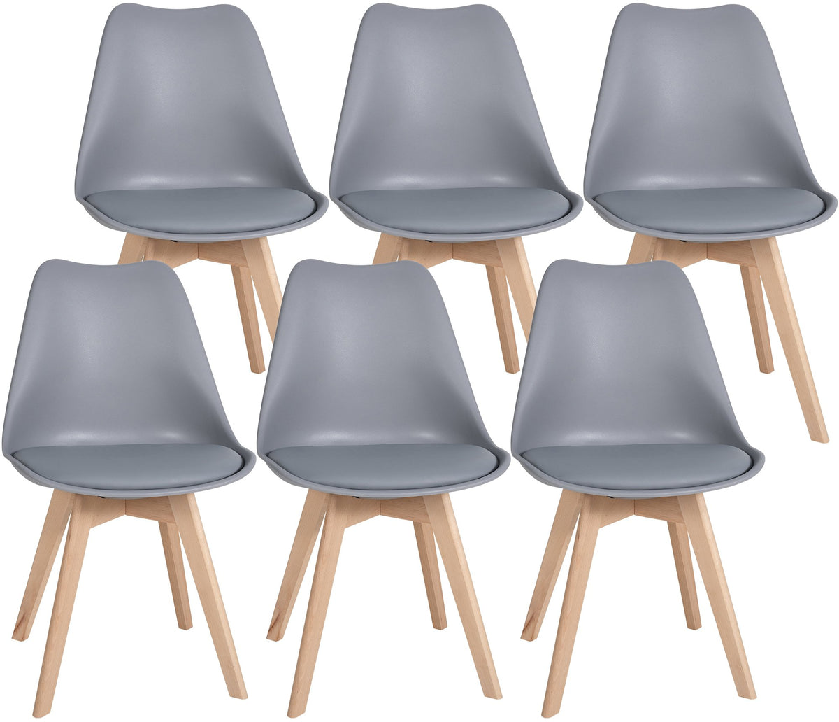 Set van 6 eetkamerstoelen Ramsey grijs grau