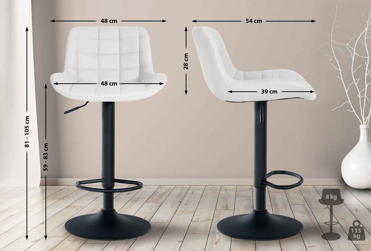 Set van 2 barkrukken Tover wit,Kunstleer weiß