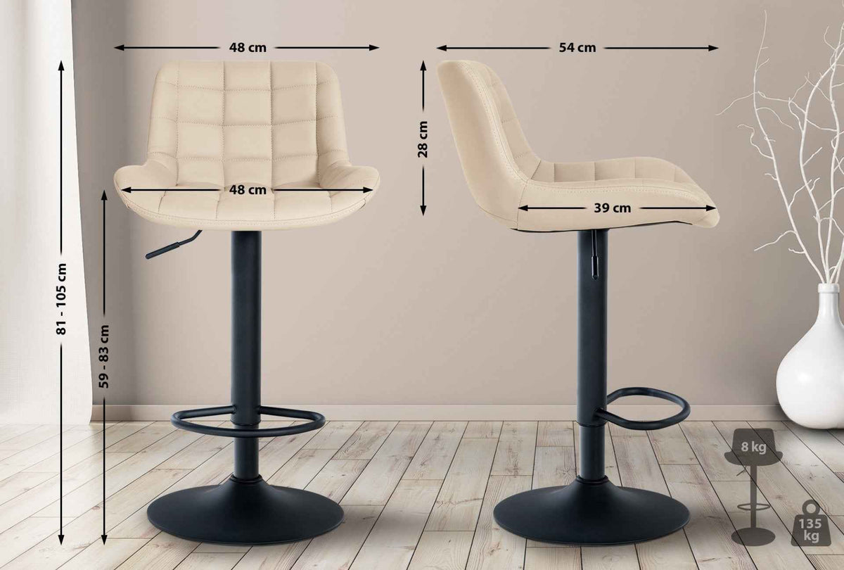 Set van 2 barkrukken Tover creme,Kunstleer creme