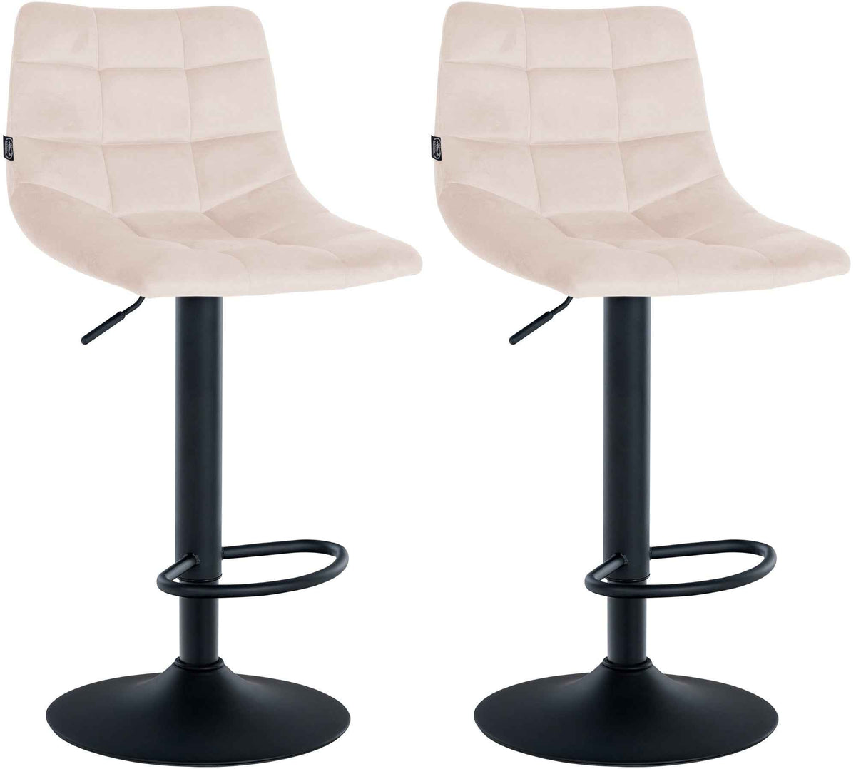 Set van 2 barkrukken Jerry Fluweel beige,zwart beige