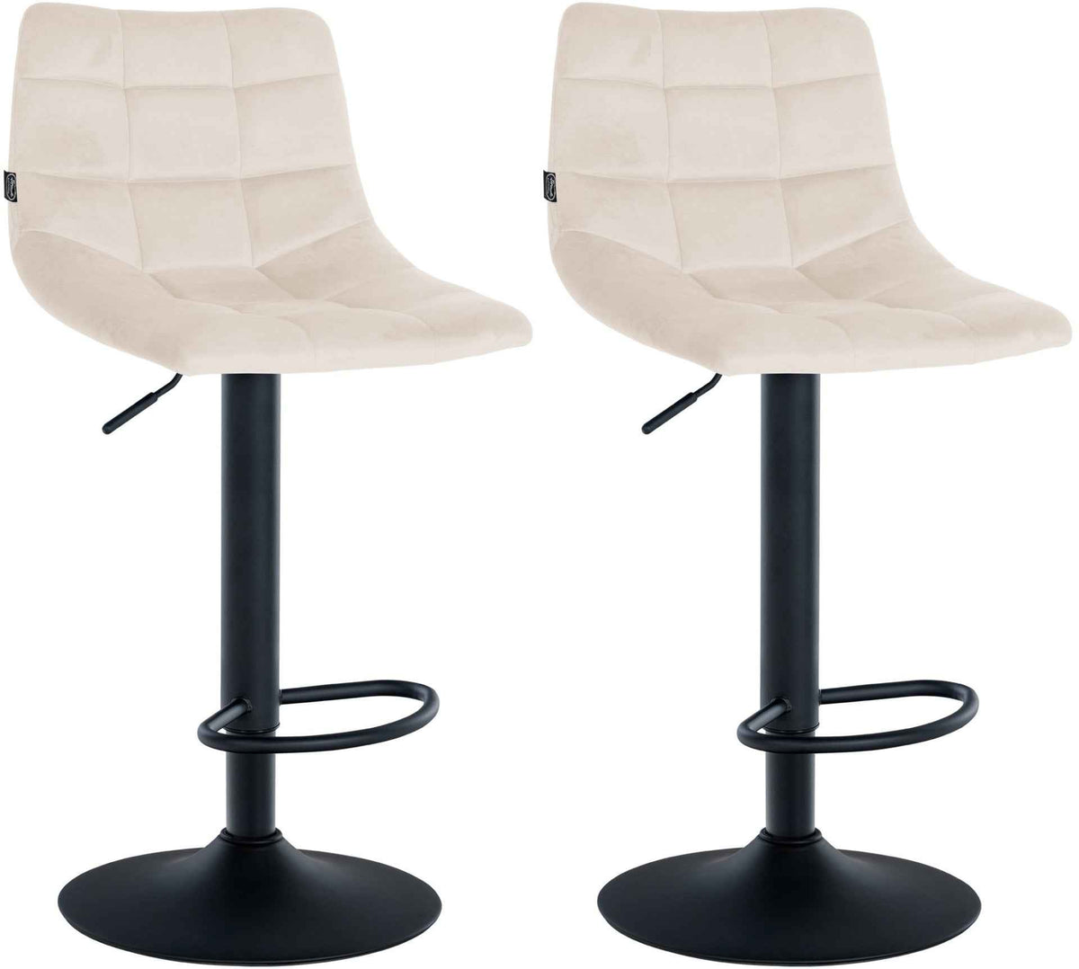 Set van 2 barkrukken Jerry Fluweel creme,zwart creme