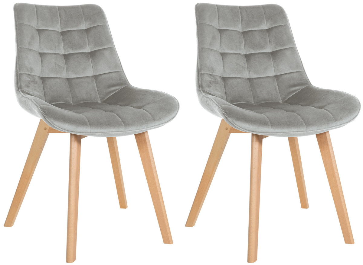 Set van 2 eetkamerstoelen Brook fluweel grijs grau