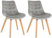 Set van 2 eetkamerstoelen Brook fluweel grijs grau