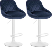 Set van 2 Barkrukken Lazio Fluweel blauw,wit blau
