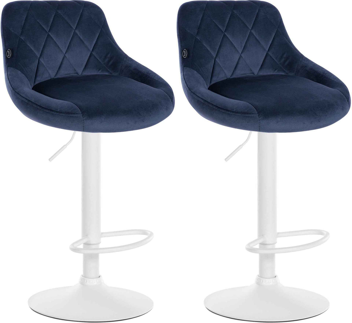 Set van 2 Barkrukken Lazio Fluweel blauw,wit blau