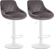 Set van 2 Barkrukken Lazio Fluweel grijs,wit grau