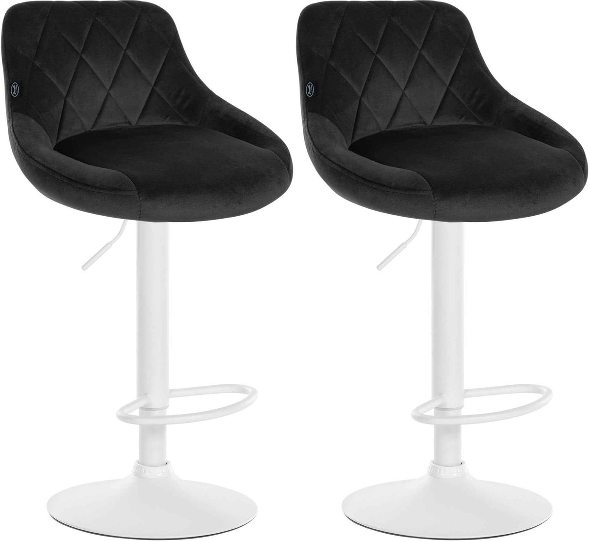 Set van 2 Barkrukken Lazio Fluweel zwart,wit schwarz