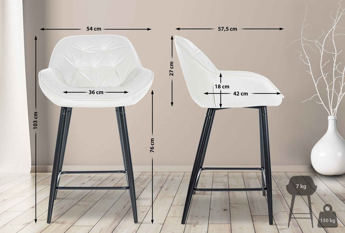 Set van 2 barkrukken Gibson fluweel cremewit cremeweiß