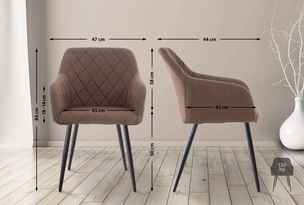 Set van 2 eetkamerstoelen Shila bruin,Stof braun