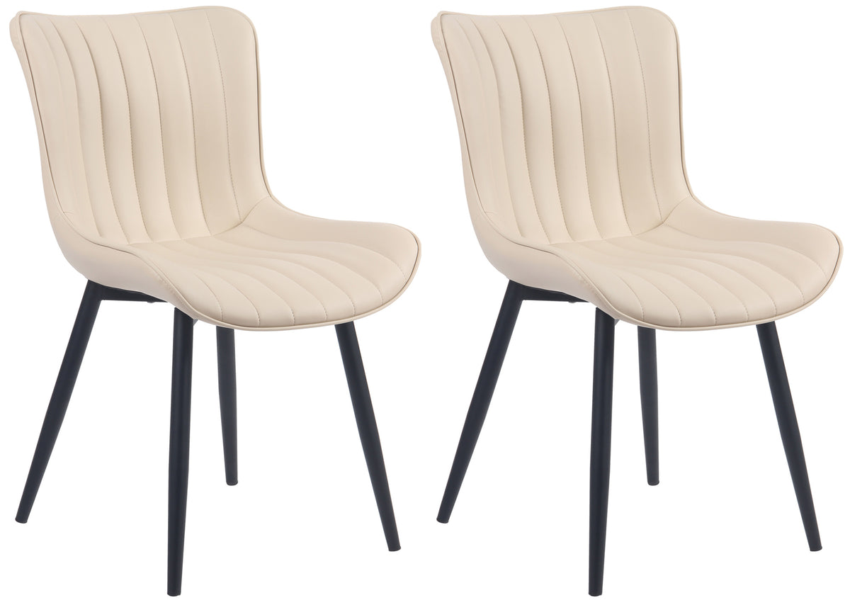 Set van 2 eetkamerstoelen Largo creme,Kunstleer creme