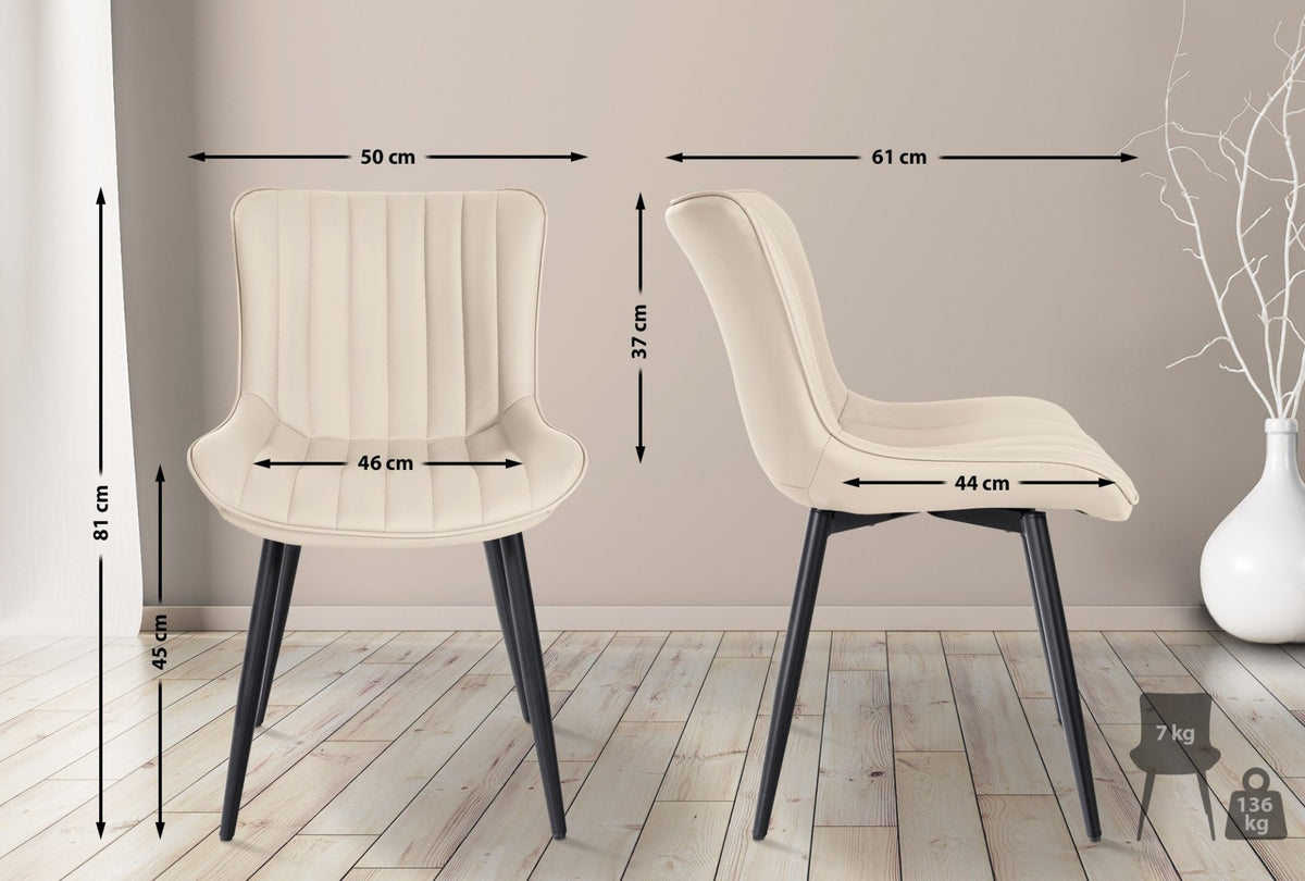 Set van 2 eetkamerstoelen Largo creme,Kunstleer creme