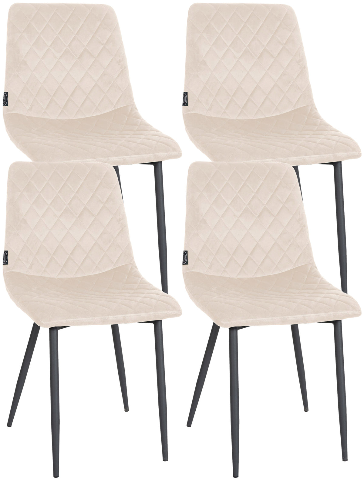 Set van 4 stoelen Telde Fluweel creme creme