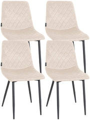 Set van 4 stoelen Telde Fluweel creme creme
